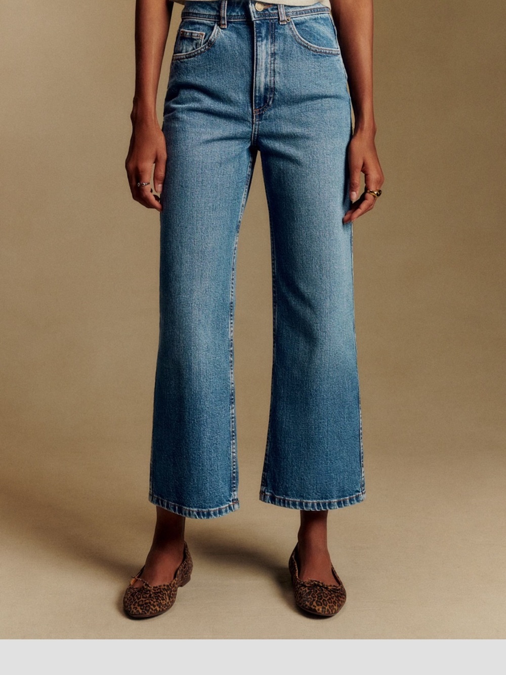 Sezane Light Blue Cropped Wide-Leg Jeans